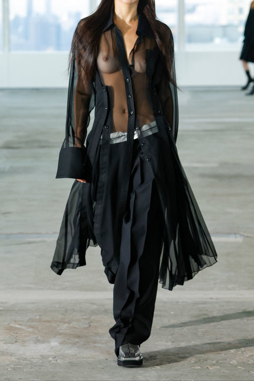 PLEATED SILK CHIFFON SHIRTDRESS - LAST ONE