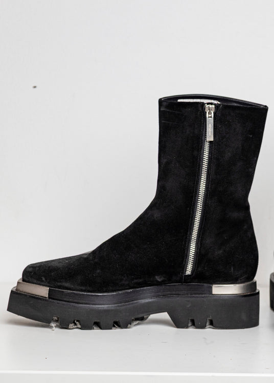 Metal Combat Boots Suede Black EU40