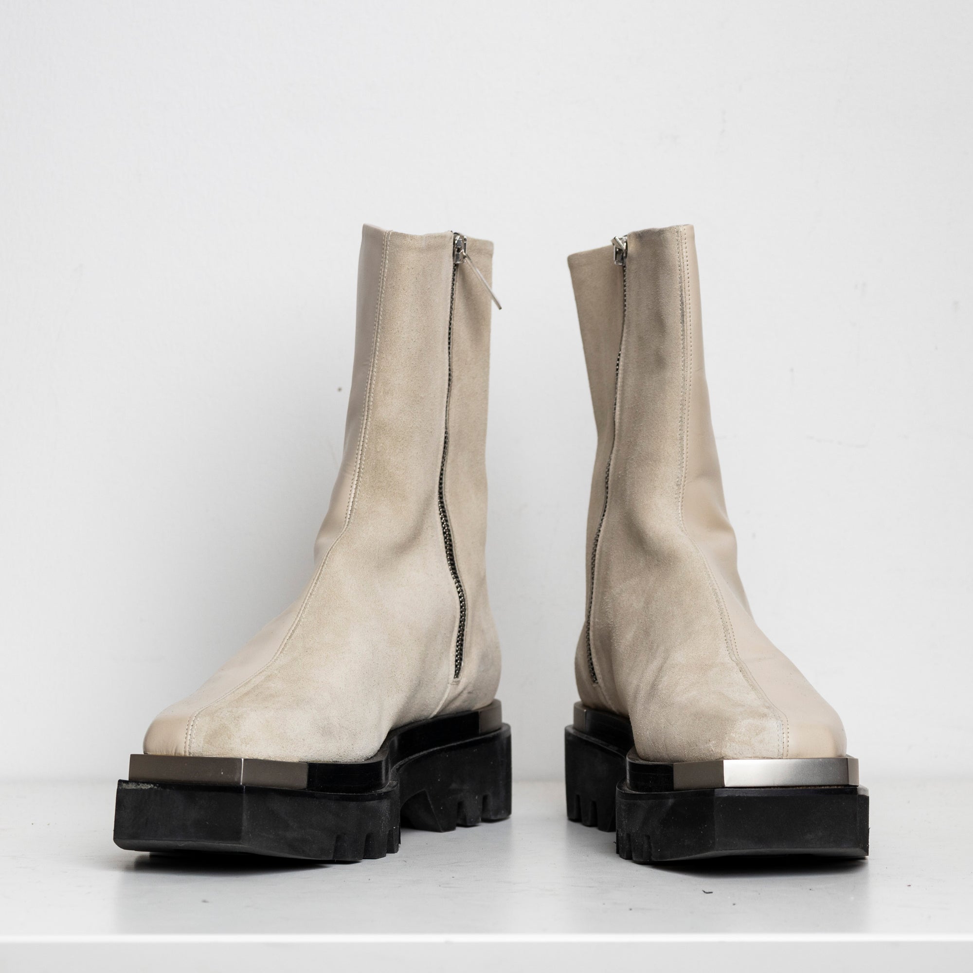 Metal Everyday Combat Boots Ivory Leather Suede Combo EU40 #1