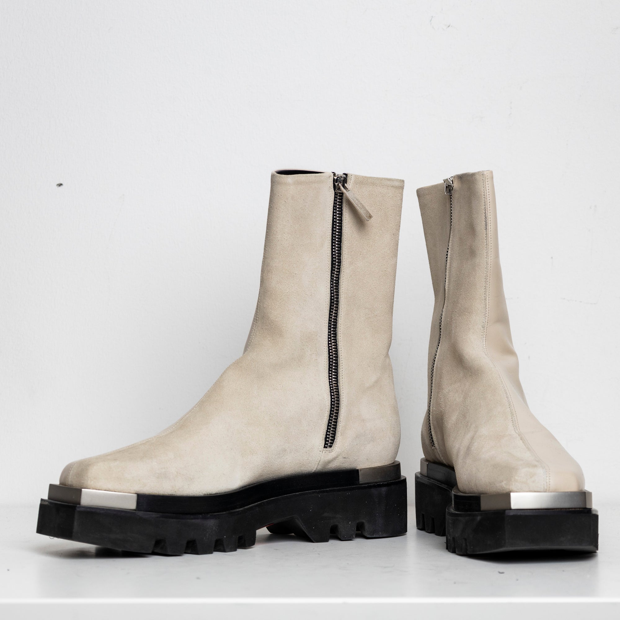 Metal Everyday Combat Boots Ivory Leather Suede Combo EU40 #1