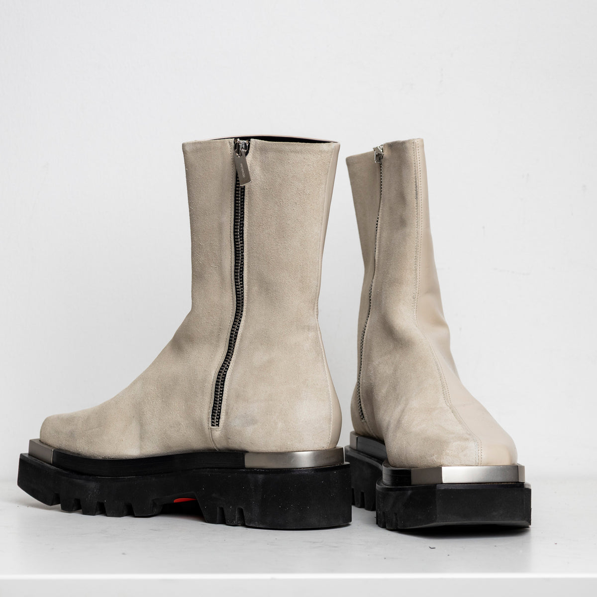 Metal Everyday Combat Boots Ivory Leather Suede Combo EU40 #1