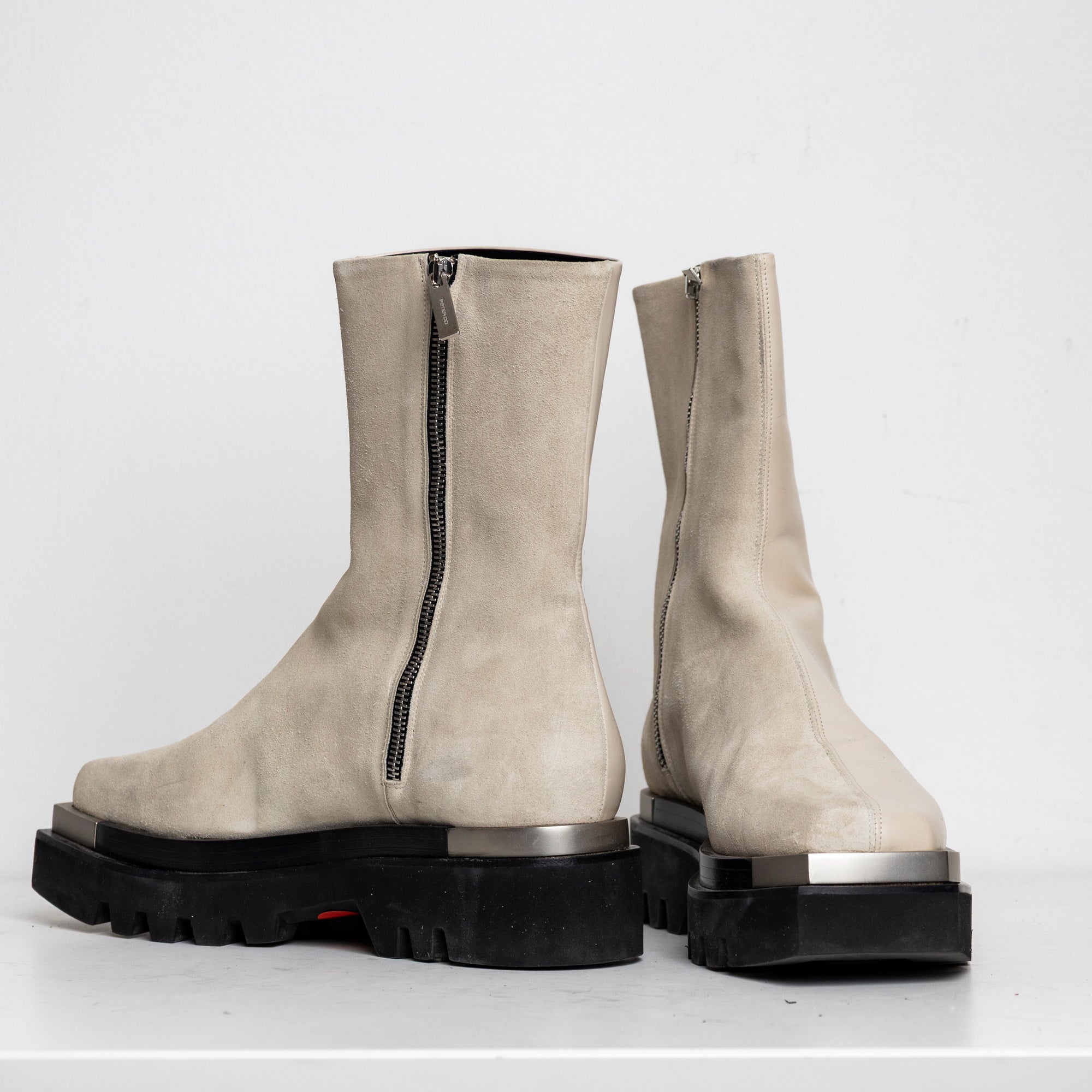 Metal Everyday Combat Boots Ivory Leather Suede Combo EU40 #1