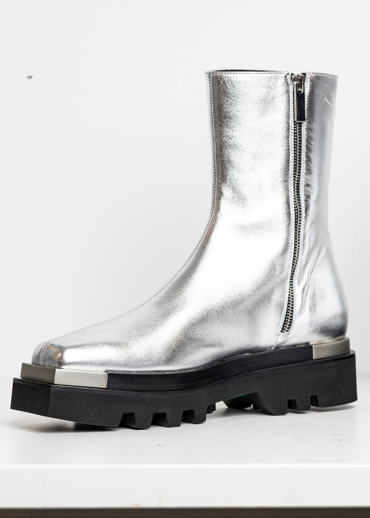 Metal Everyday Combat Boots Silver EU40 #2 (Like New)