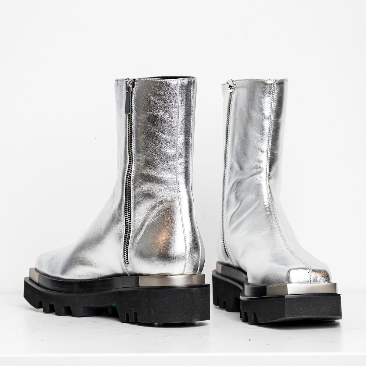 Metal Everyday Combat Boots Silver EU40 #2 (Like New)