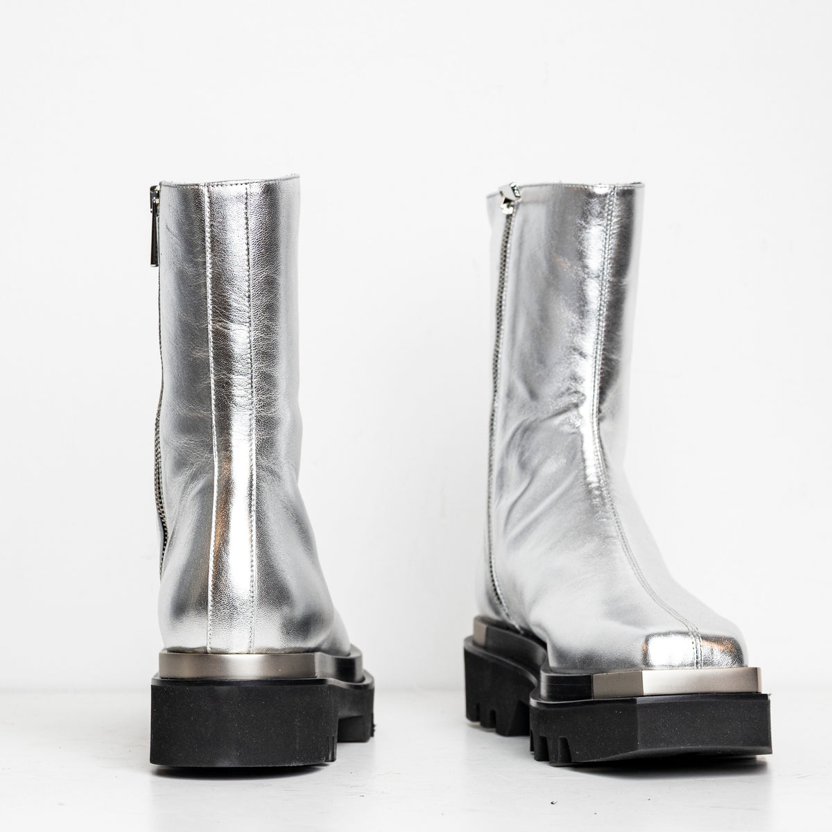 Metal Everyday Combat Boots Silver EU40 #2 (Like New)