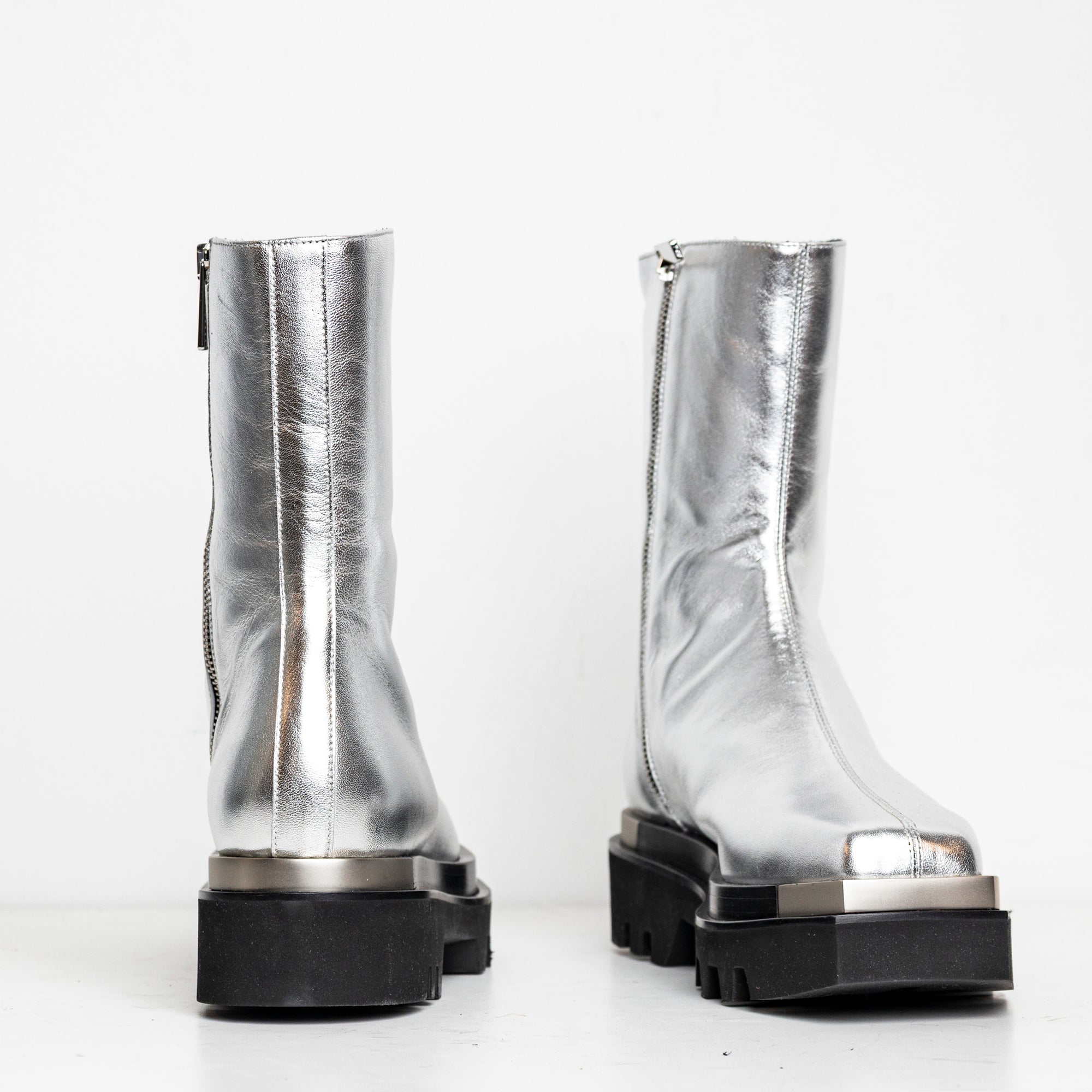 Metal Everyday Combat Boots Silver EU40 #2 (Like New)