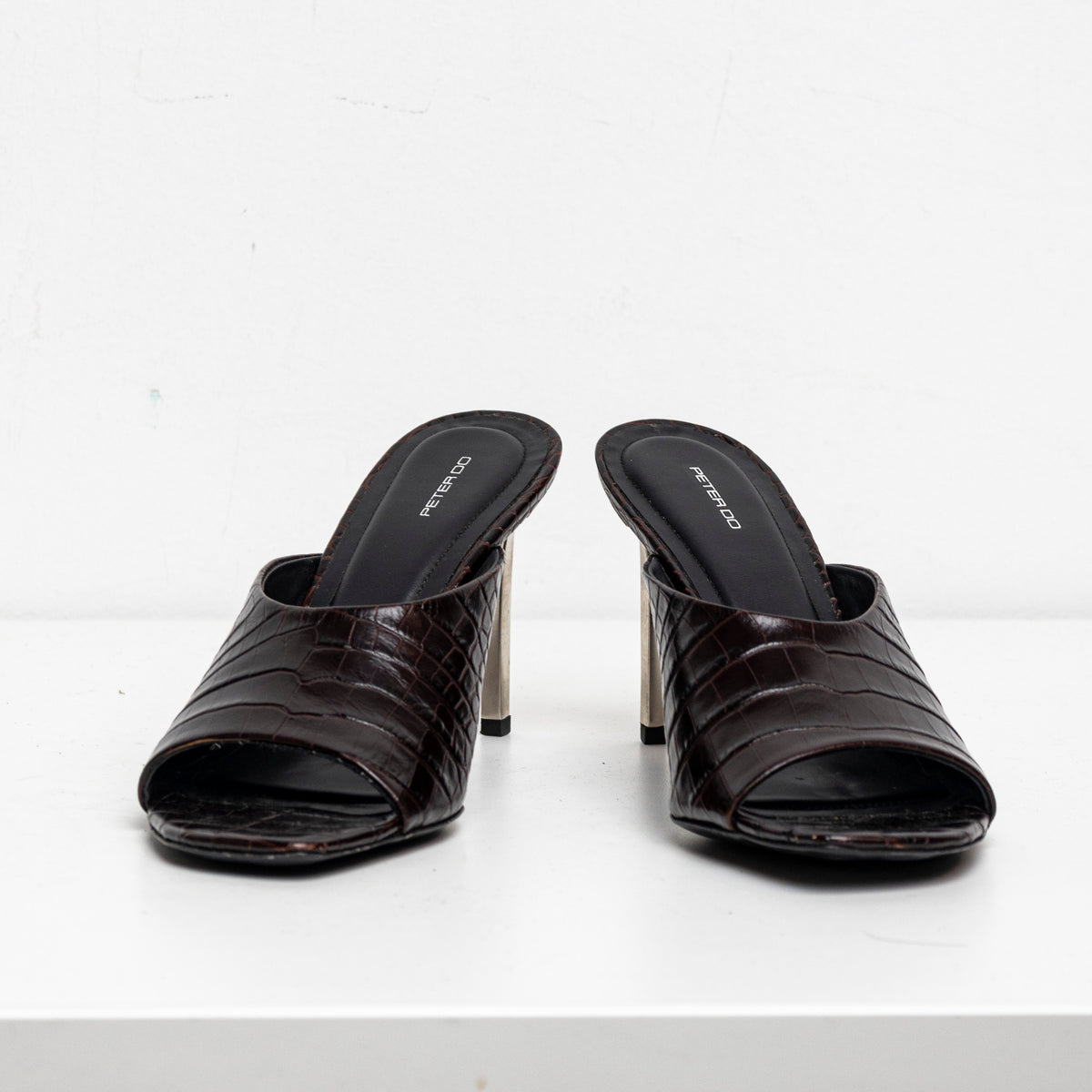 Metal Heels Sandal Brown Croc EU40 #2