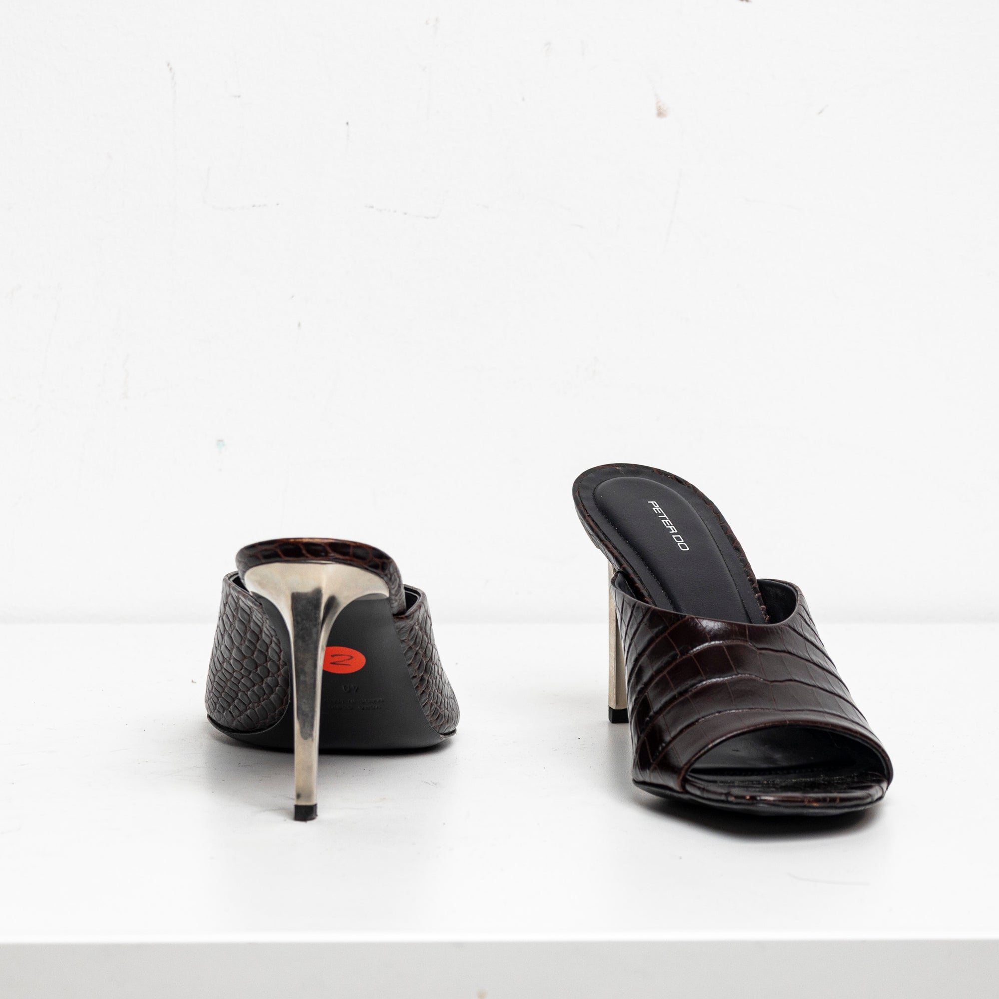 Metal Heels Sandal Brown Croc EU40 #2