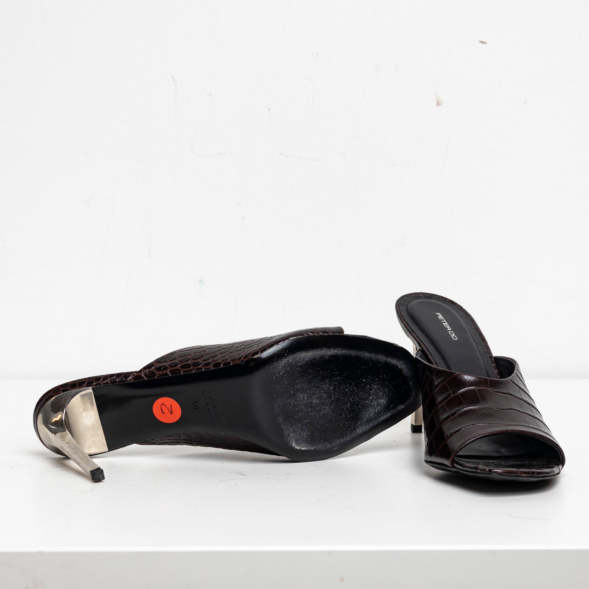 Metal Heels Sandal Brown Croc EU40 #2
