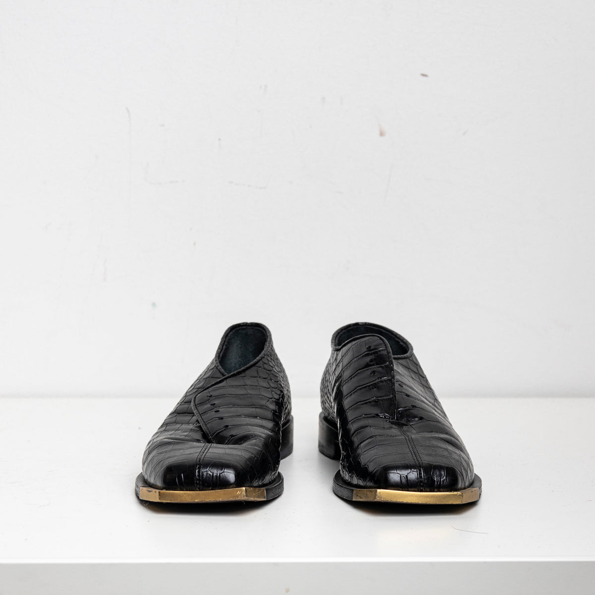 Metal Square Toes Loafer Black Croc EU40 #1