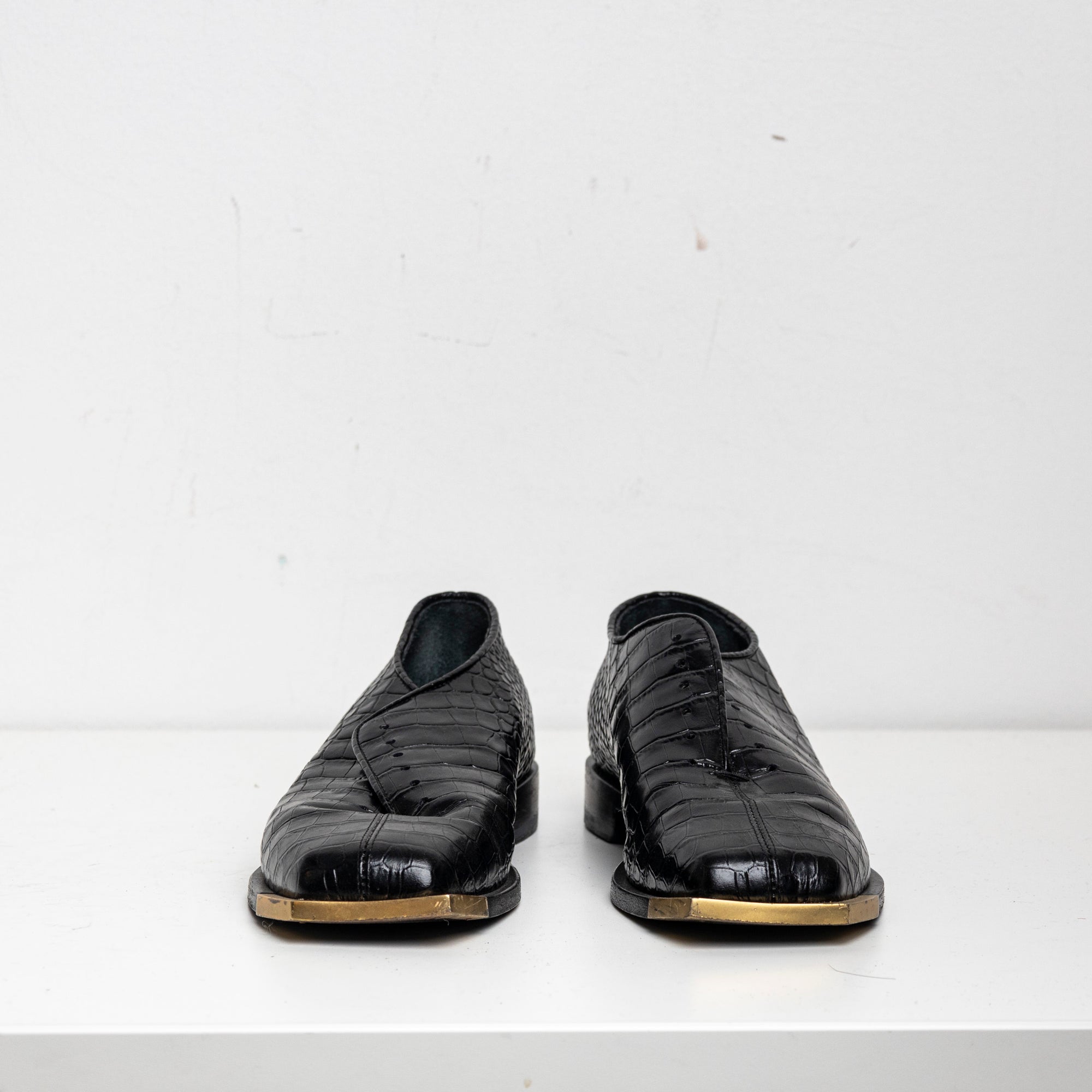 Metal Square Toes Loafer Black Croc EU40 #1