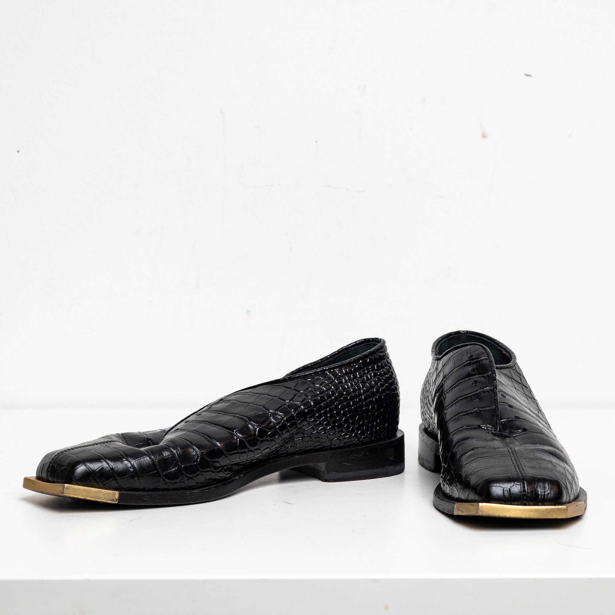 Metal Square Toes Loafer Black Croc EU40 #1