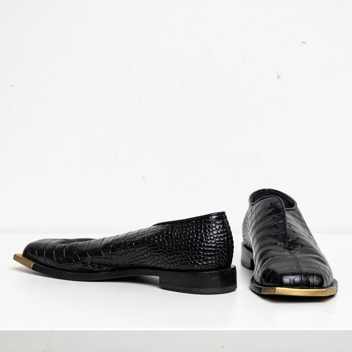 Metal Square Toes Loafer Black Croc EU40 #1