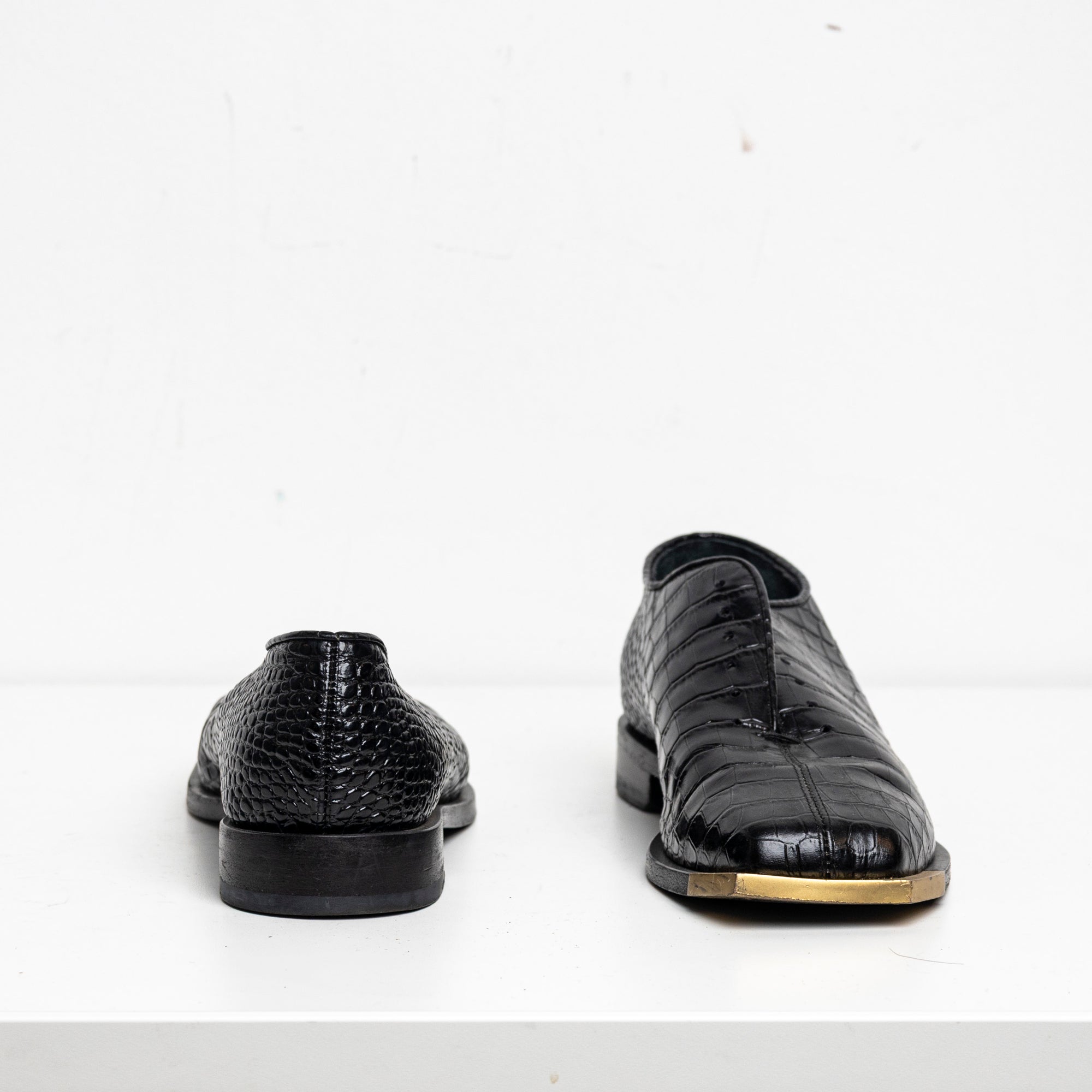Metal Square Toes Loafer Black Croc EU40 #1
