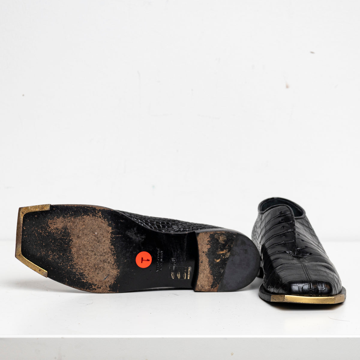 Metal Square Toes Loafer Black Croc EU40 #1