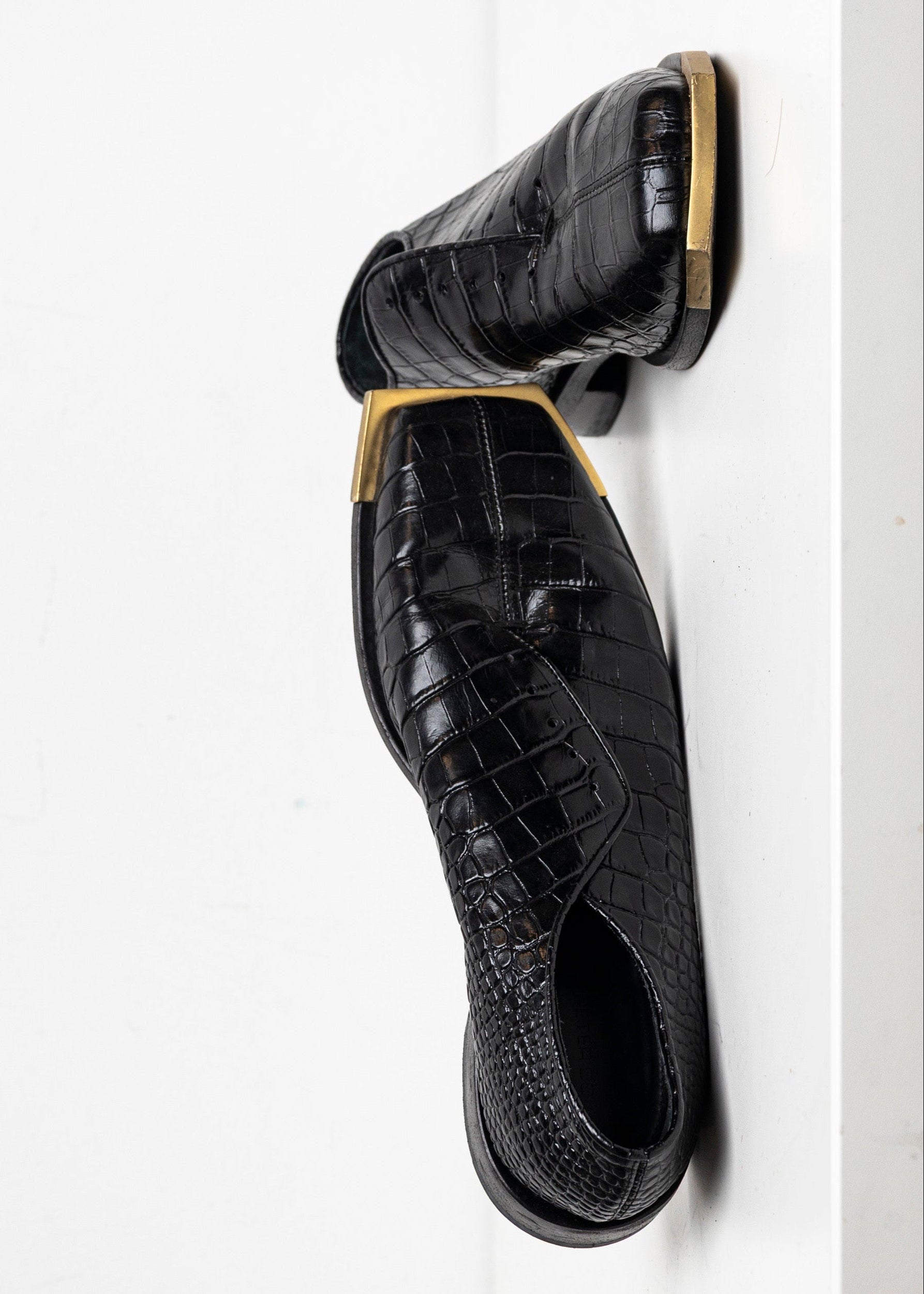 Metal Square Toes Loafer Black Croc EU40 #1