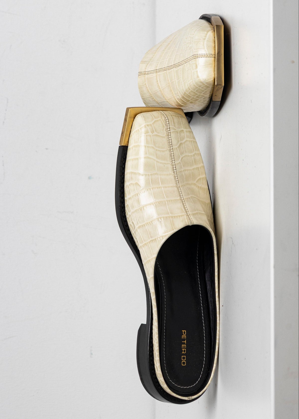 Metal Square Toes Slide White Croc EU40 (Like New)