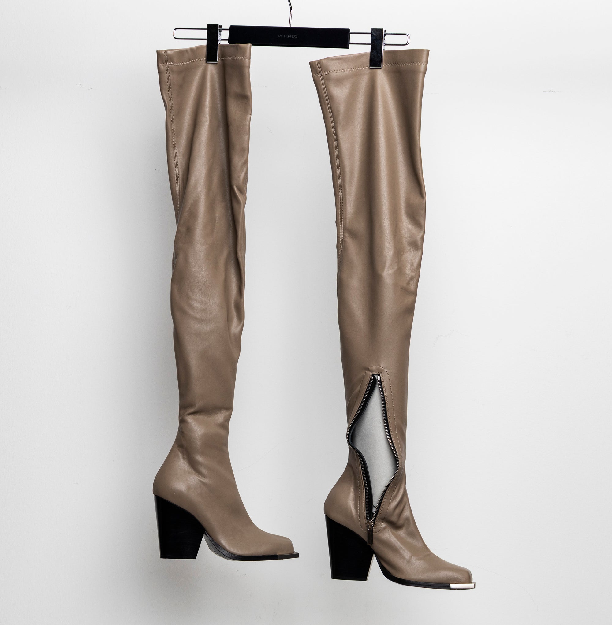 Metal Stretch Thigh High Boots Tan EU40 #2