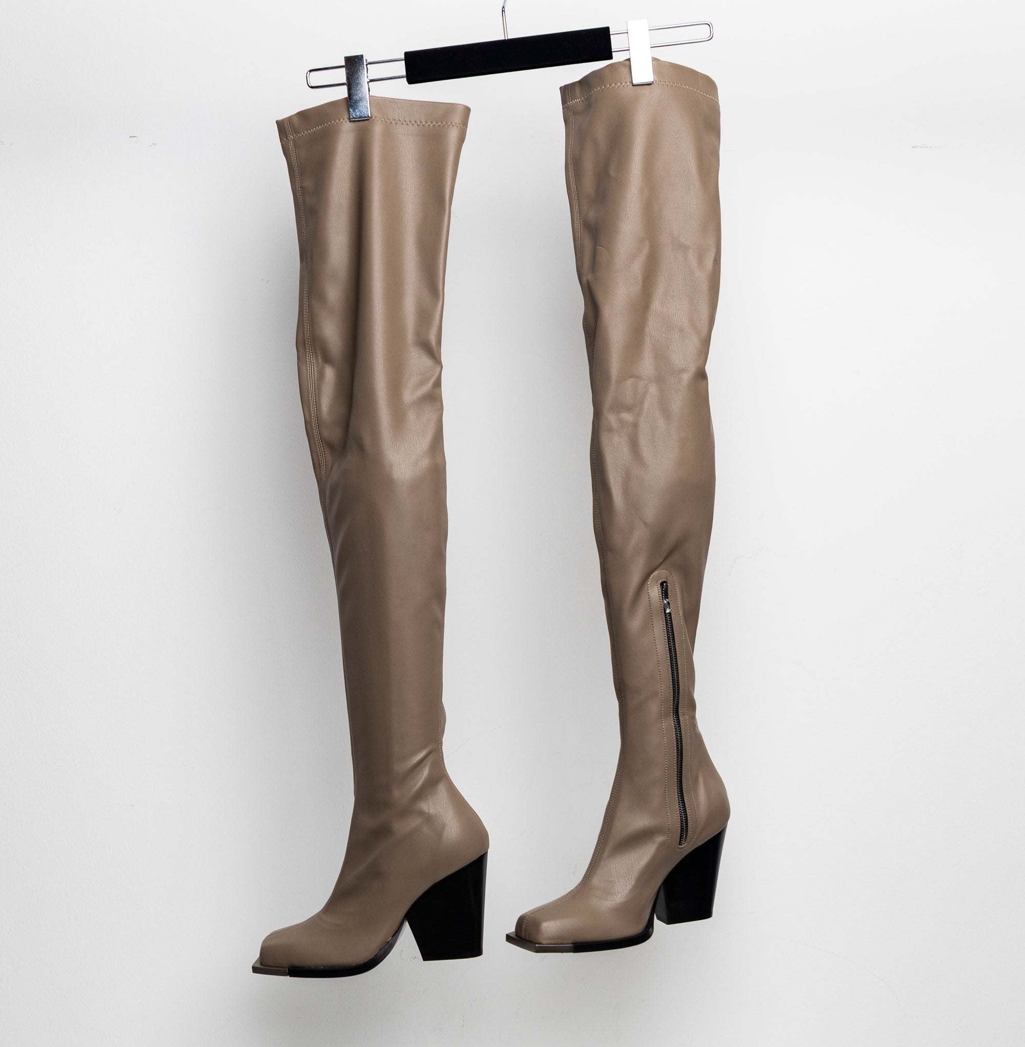 Metal Stretch Thigh High Boots Tan EU40 #2