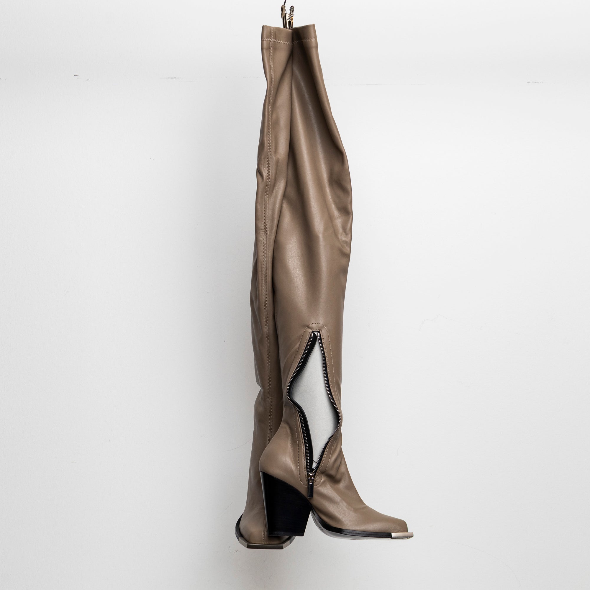 Metal Stretch Thigh High Boots Tan EU40 #2