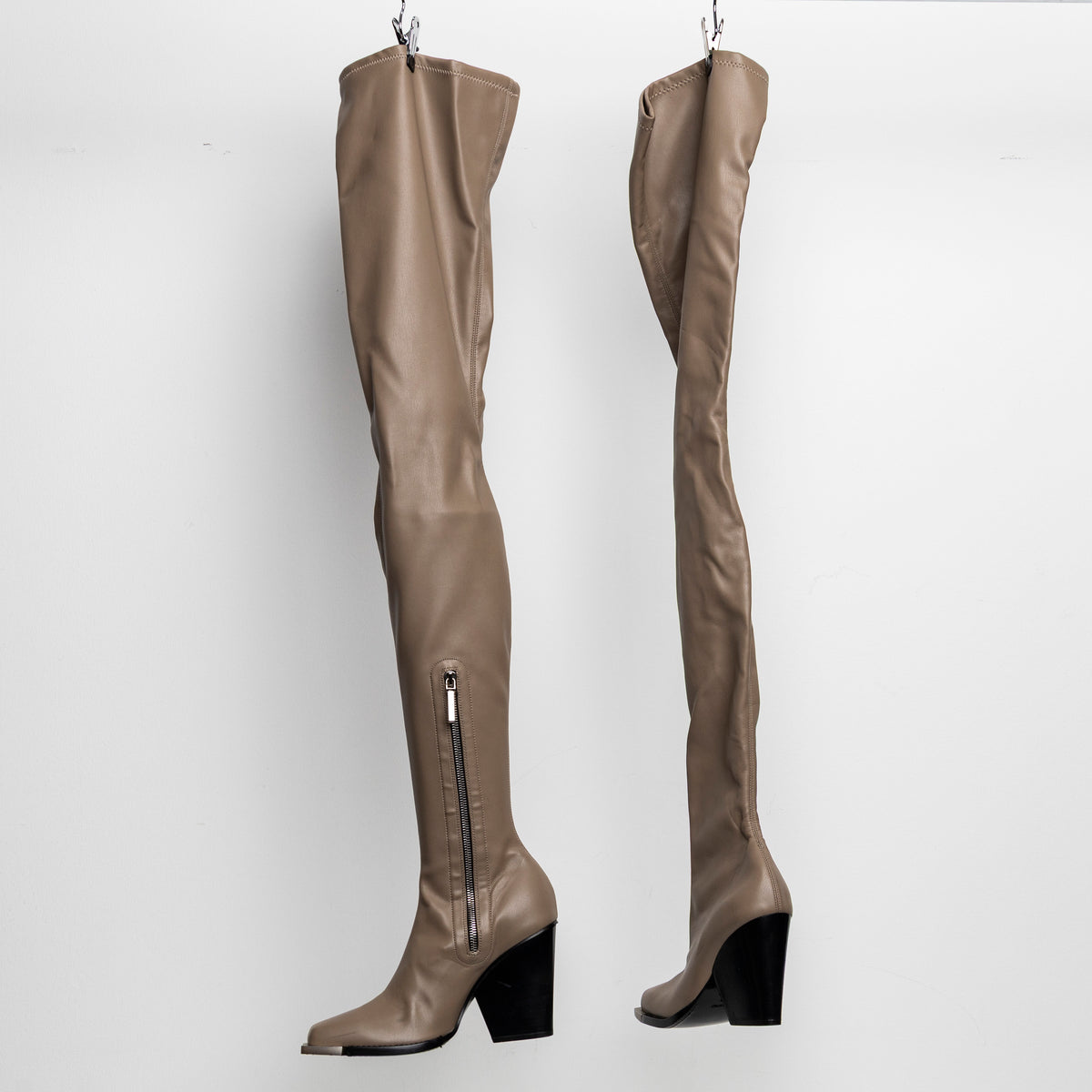 Metal Stretch Thigh High Boots Tan EU40 #2