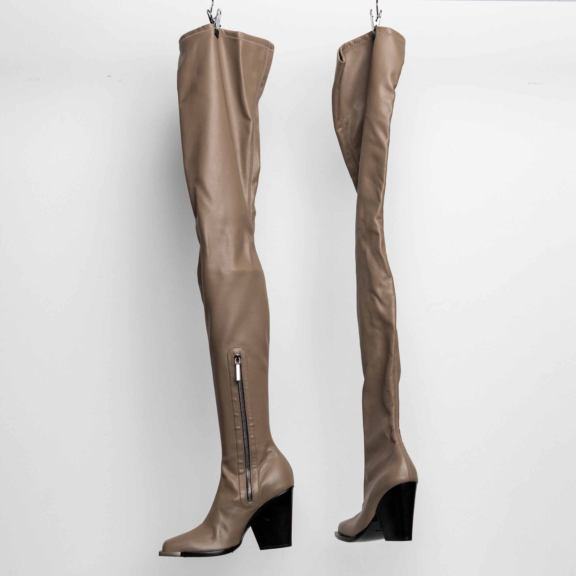 Metal Stretch Thigh High Boots Tan EU40 #2