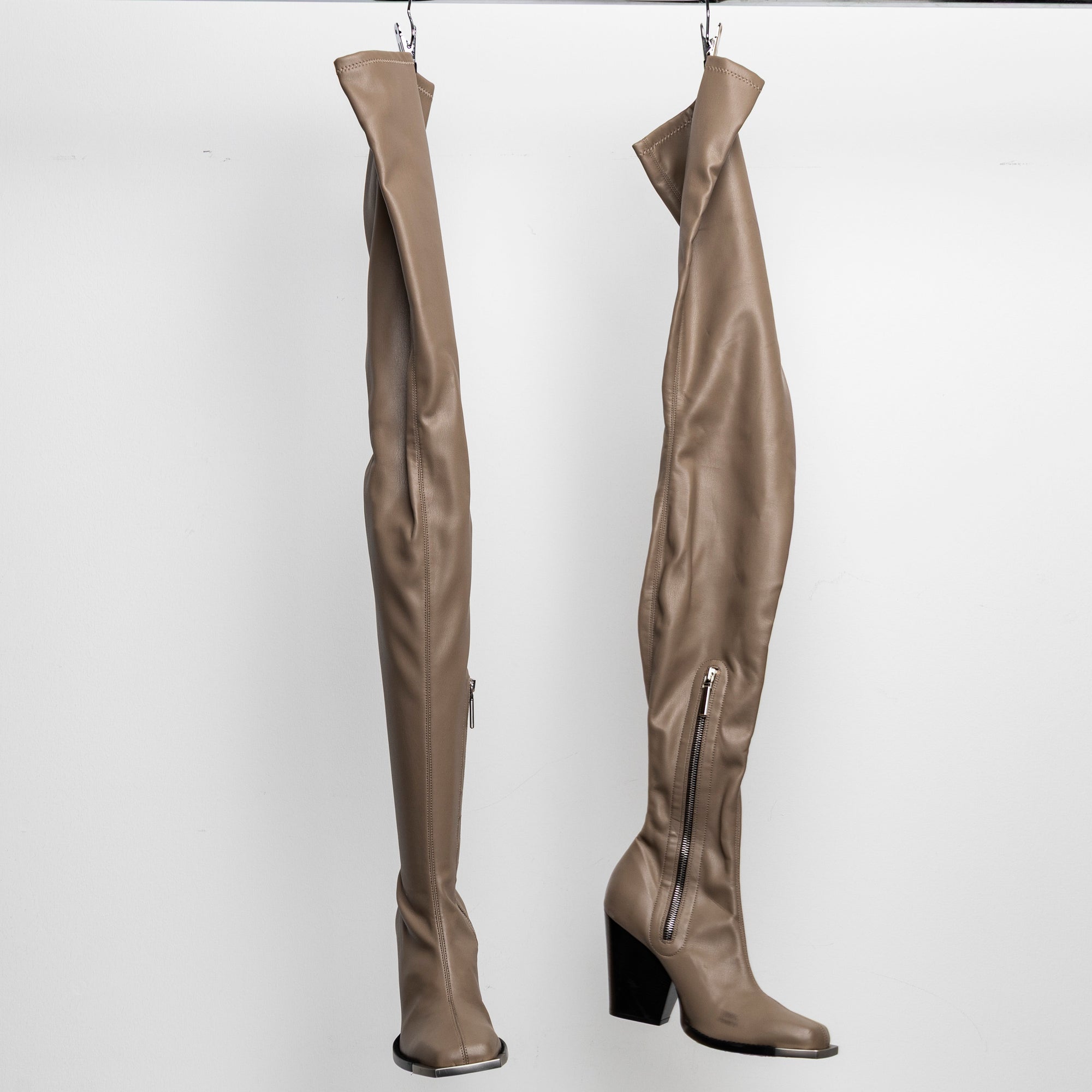 Metal Stretch Thigh High Boots Tan EU40 #2
