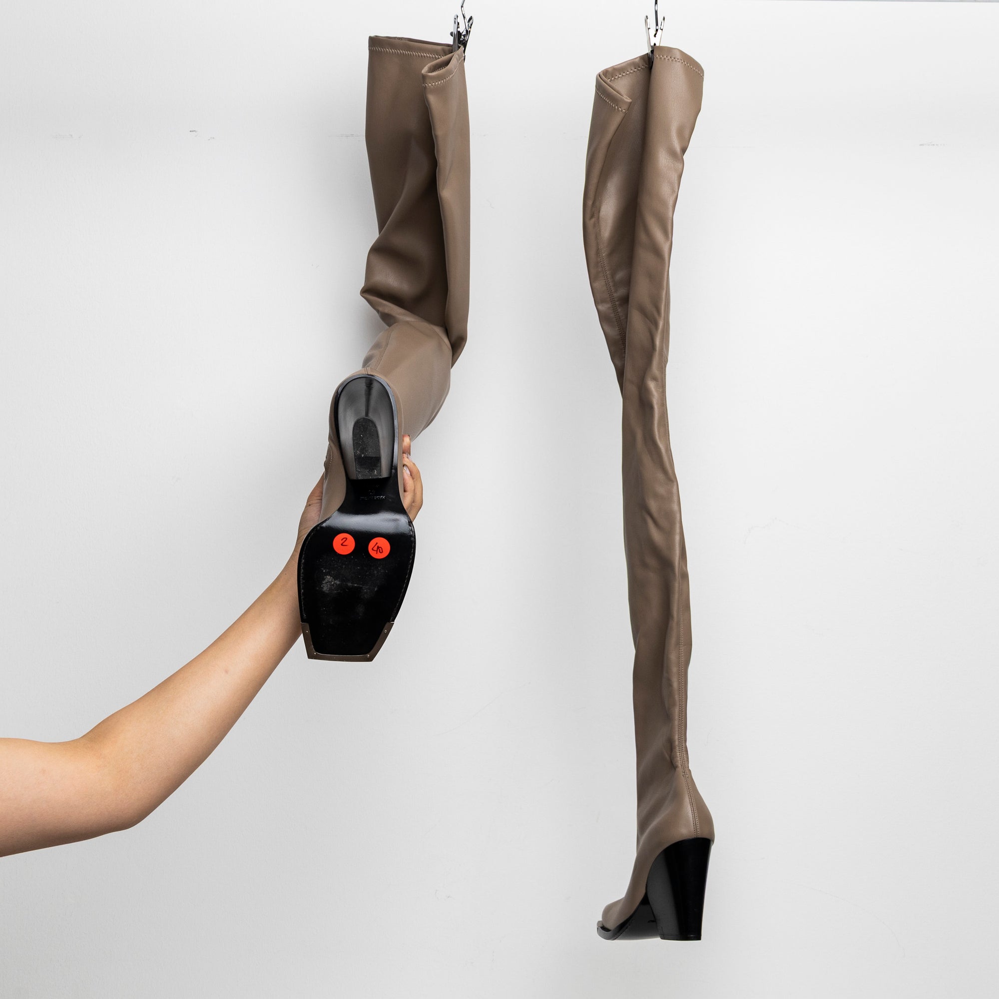 Metal Stretch Thigh High Boots Tan EU40 #2