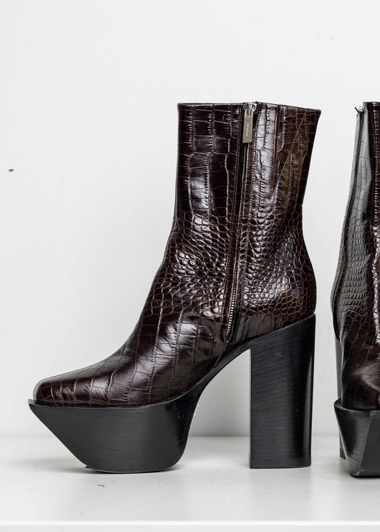 Platform Boots Brown Croc EU40