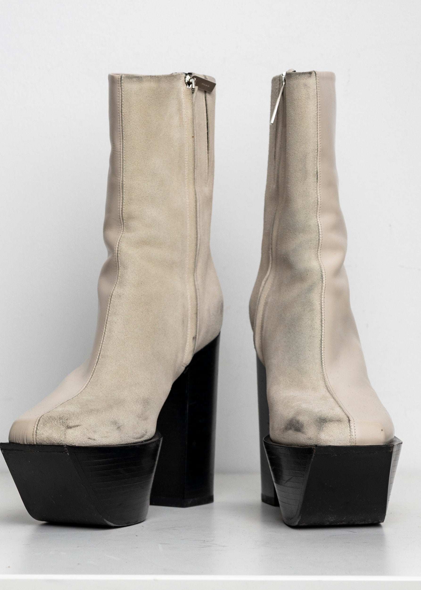 Platform Boots Ivory Suede Leather Combo EU40 #1
