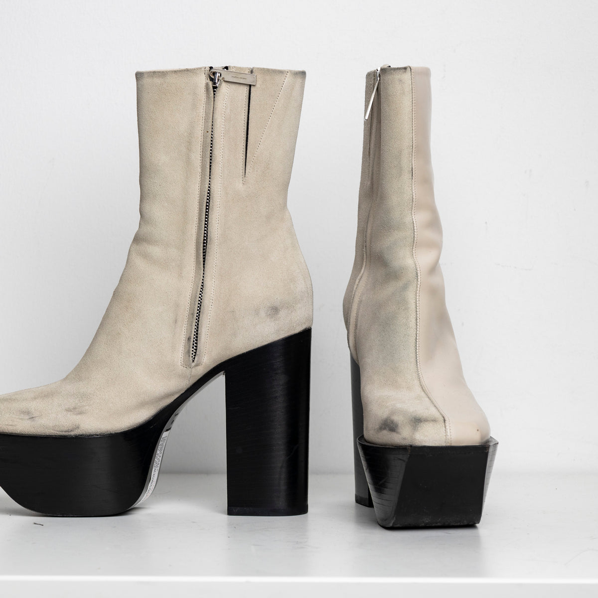Platform Boots Ivory Suede Leather Combo EU40 #1