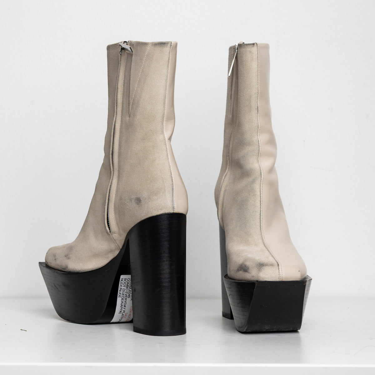 Platform Boots Ivory Suede Leather Combo EU40 #1