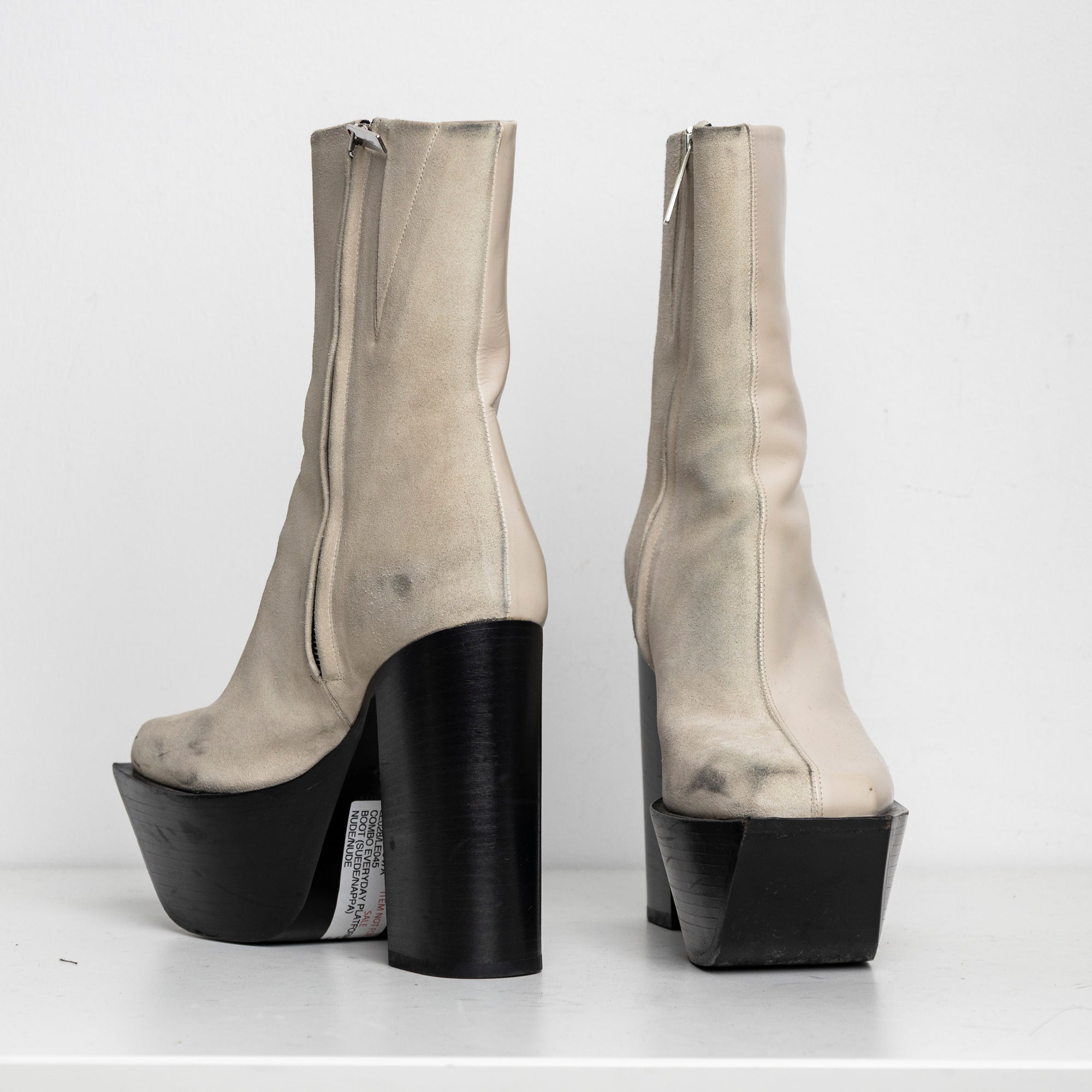 Platform Boots Ivory Suede Leather Combo EU40 #1