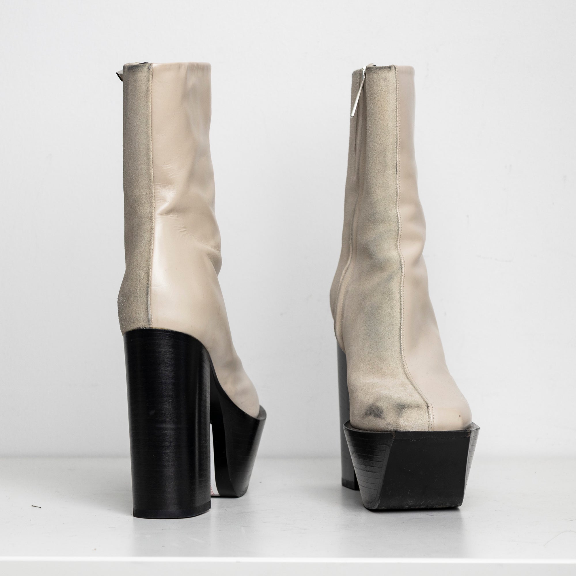 Platform Boots Ivory Suede Leather Combo EU40 #1