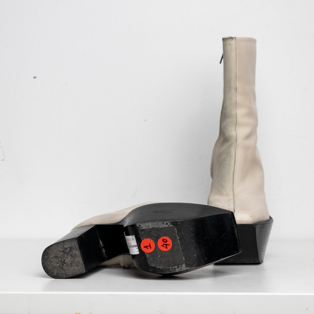 Platform Boots Ivory Suede Leather Combo EU40 #1