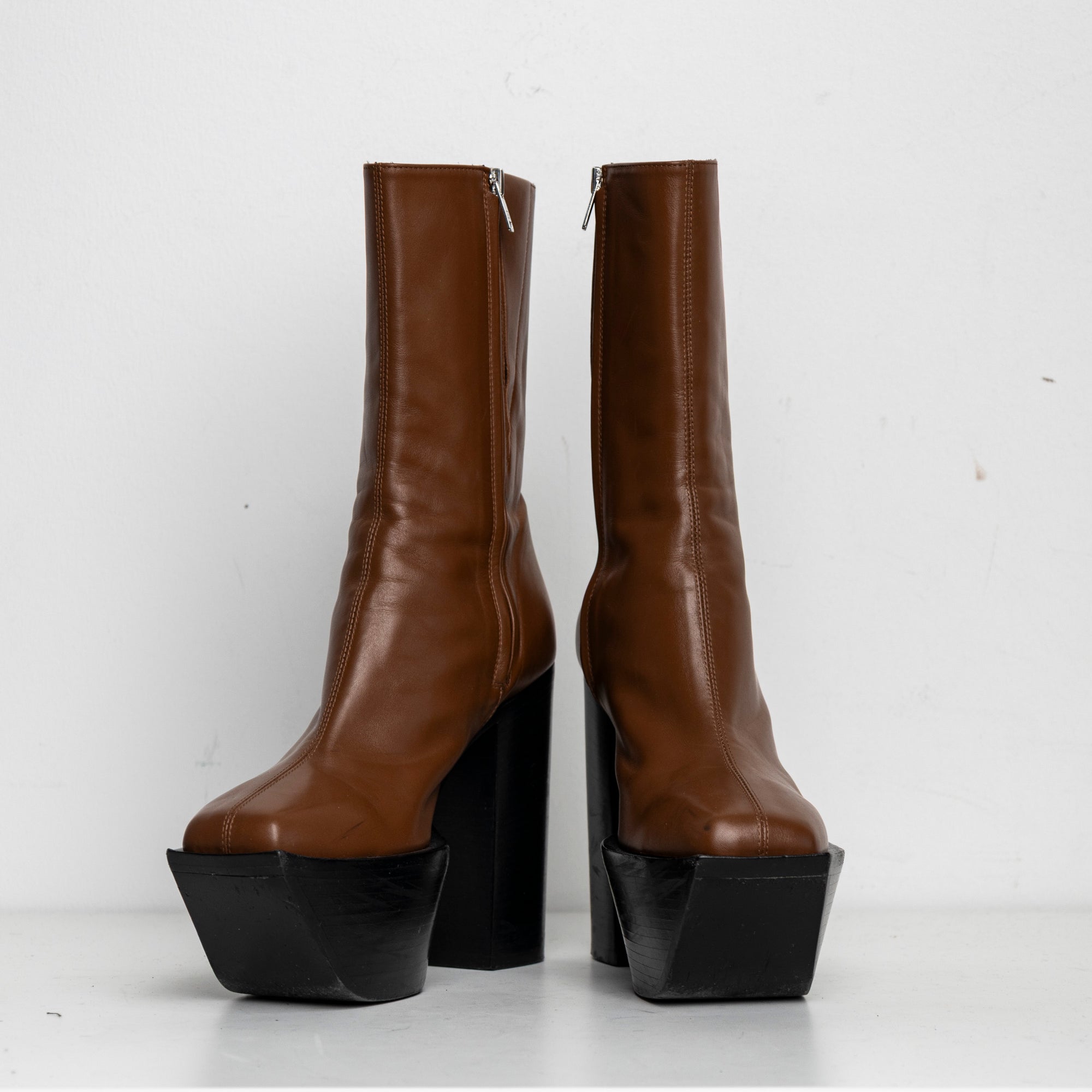 Platform Boots Brown Leather EU40