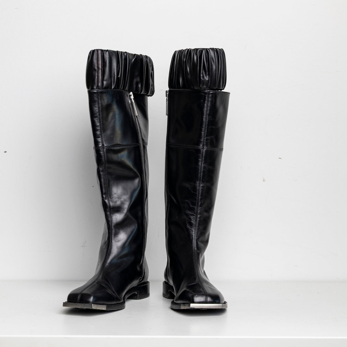 Silver Metal Scrunchie Boots Black EU40 #1