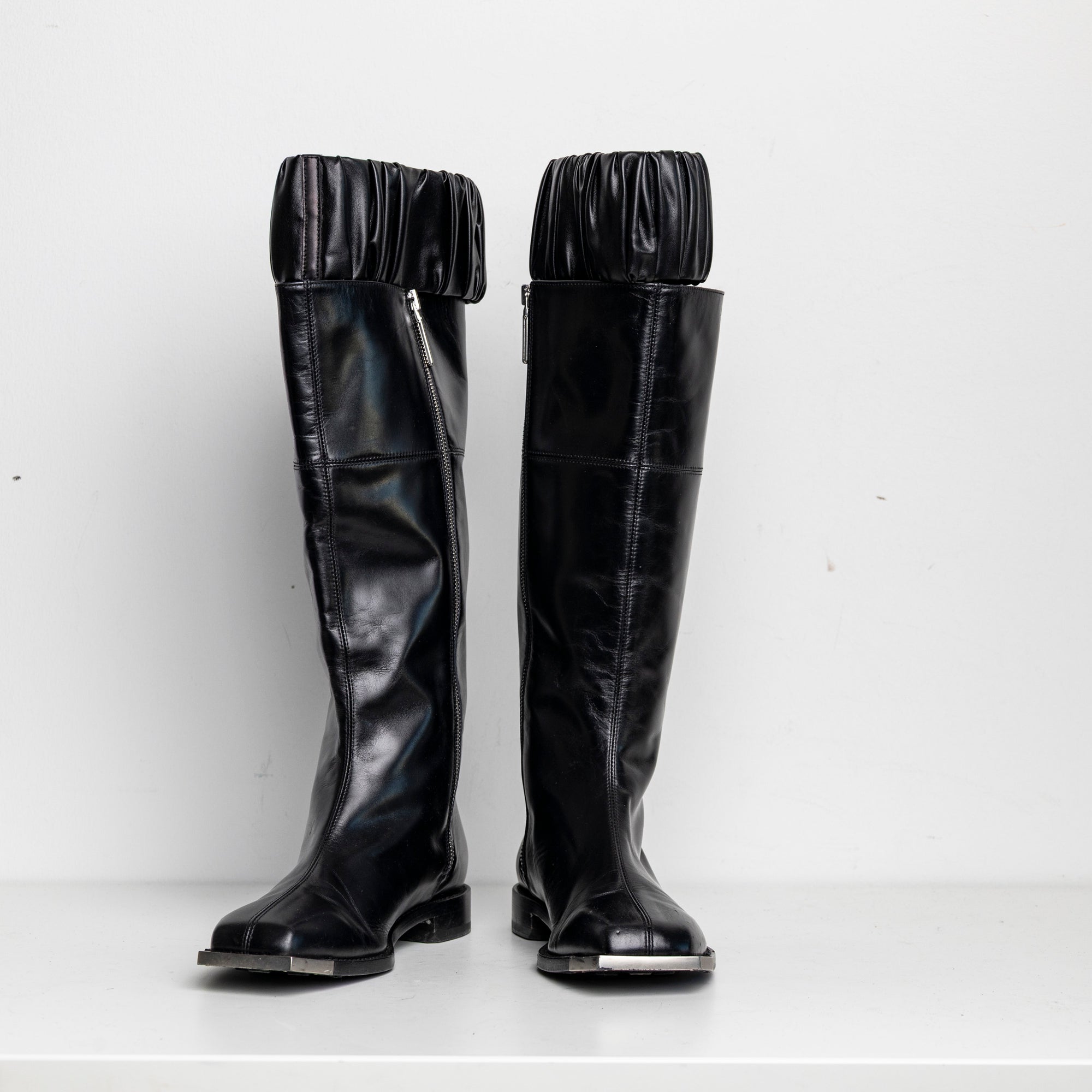 Silver Metal Scrunchie Boots Black EU40 #1