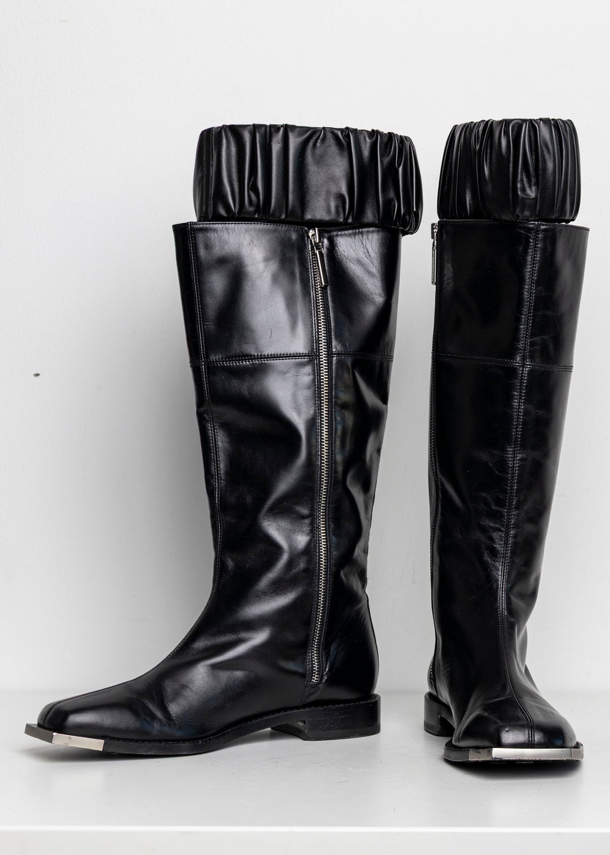 Silver Metal Scrunchie Boots Black EU40 #1