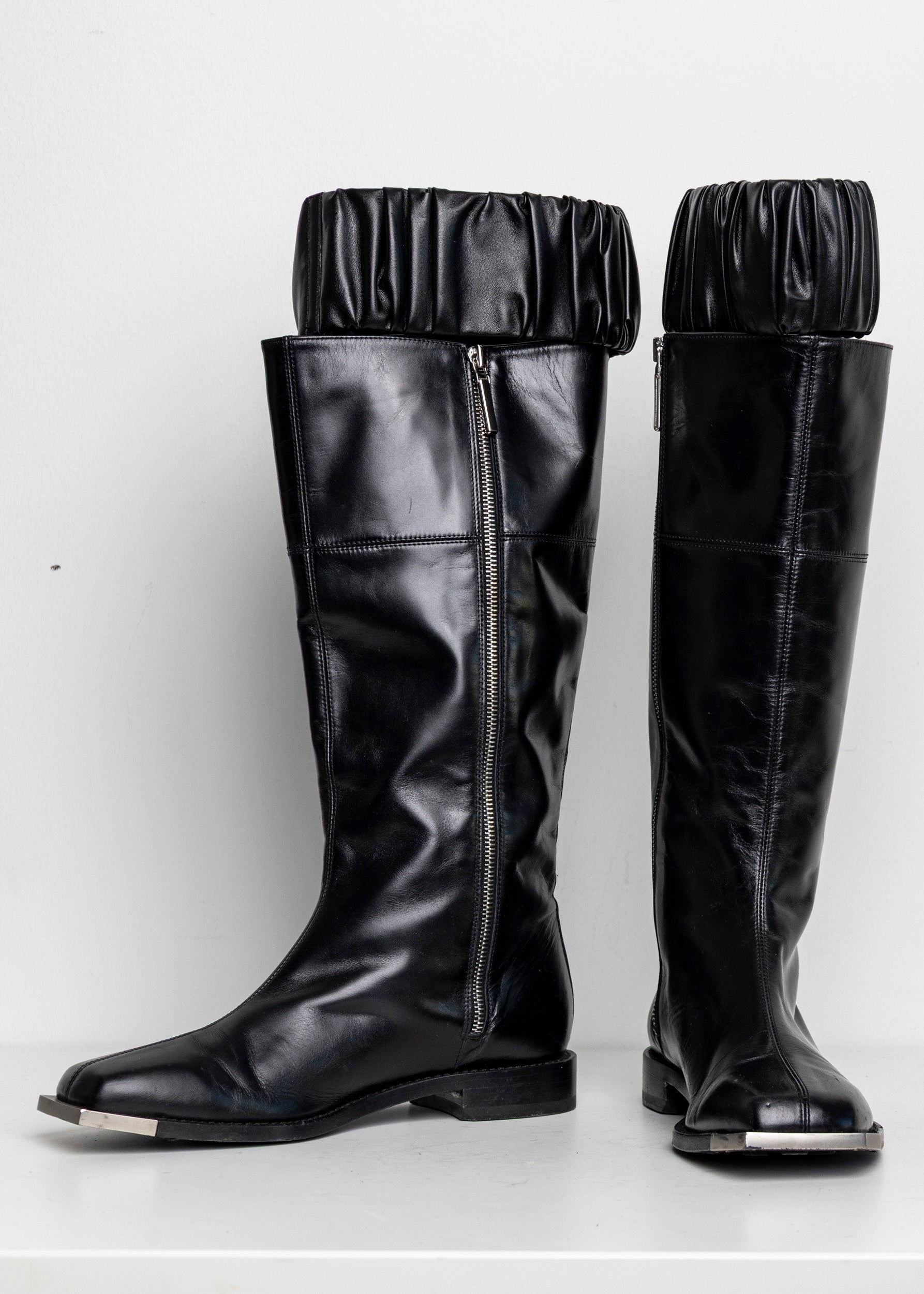 Silver Metal Scrunchie Boots Black EU40 #1