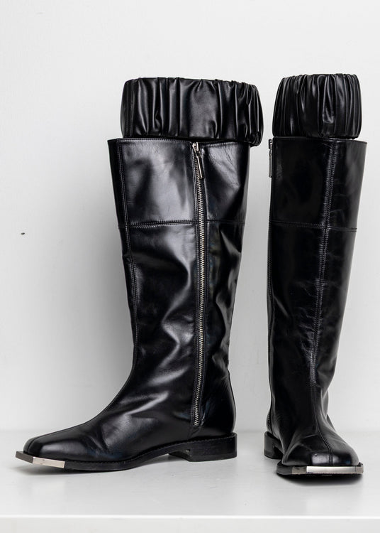 Silver Metal Scrunchie Boots Black EU40 #1