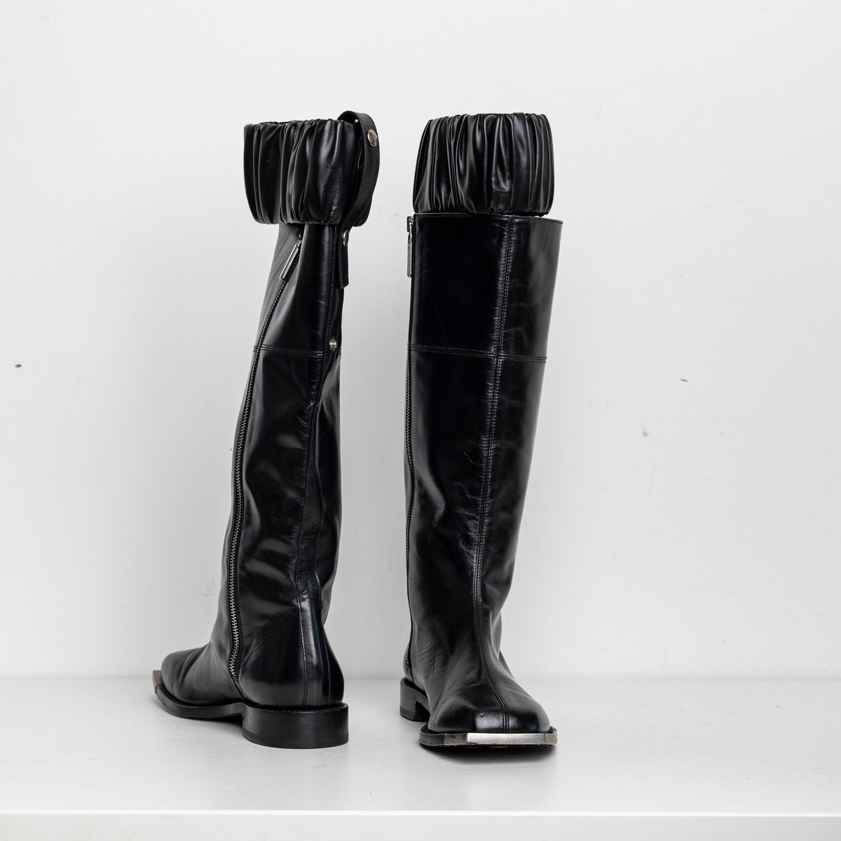 Silver Metal Scrunchie Boots Black EU40 #1