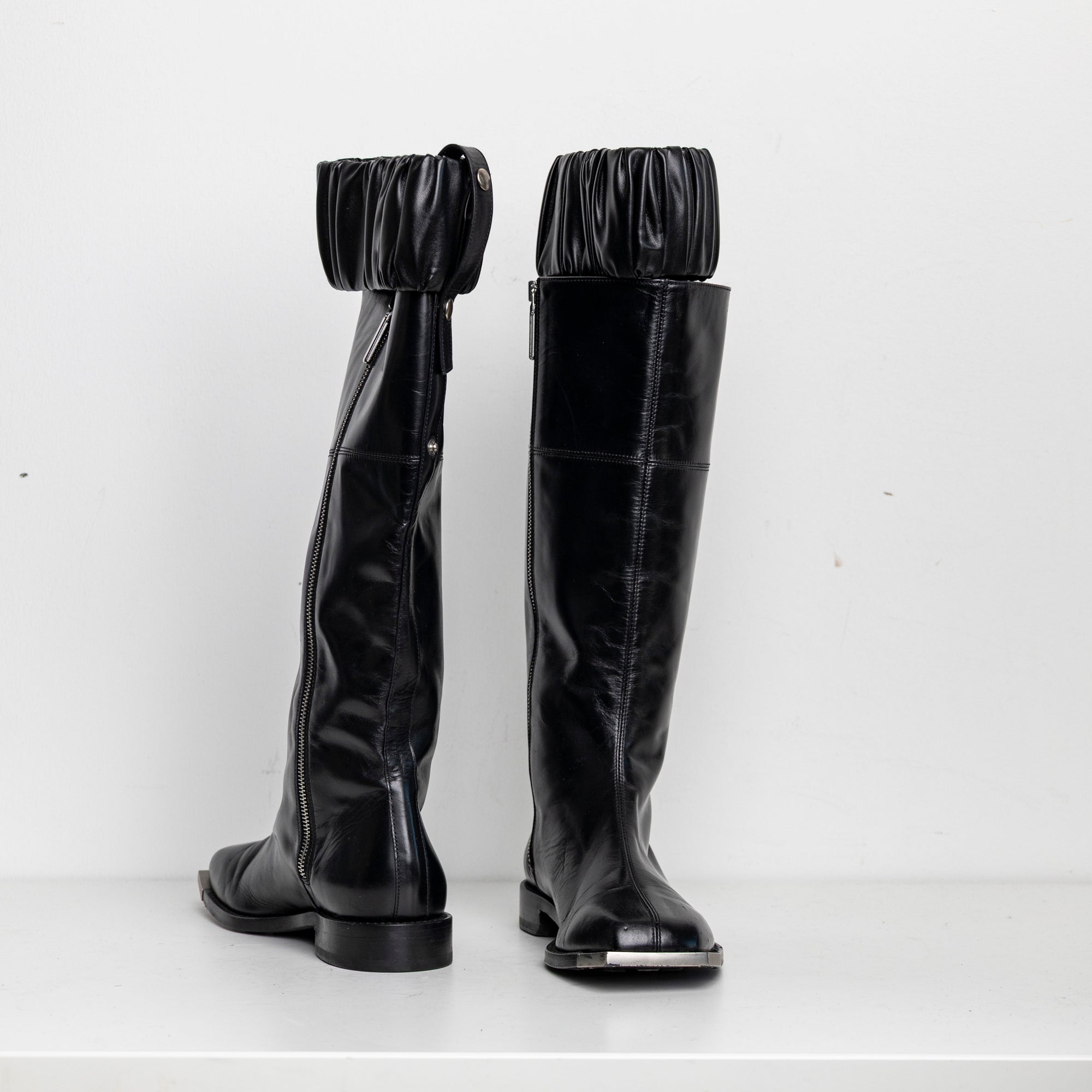 Silver Metal Scrunchie Boots Black EU40 #1