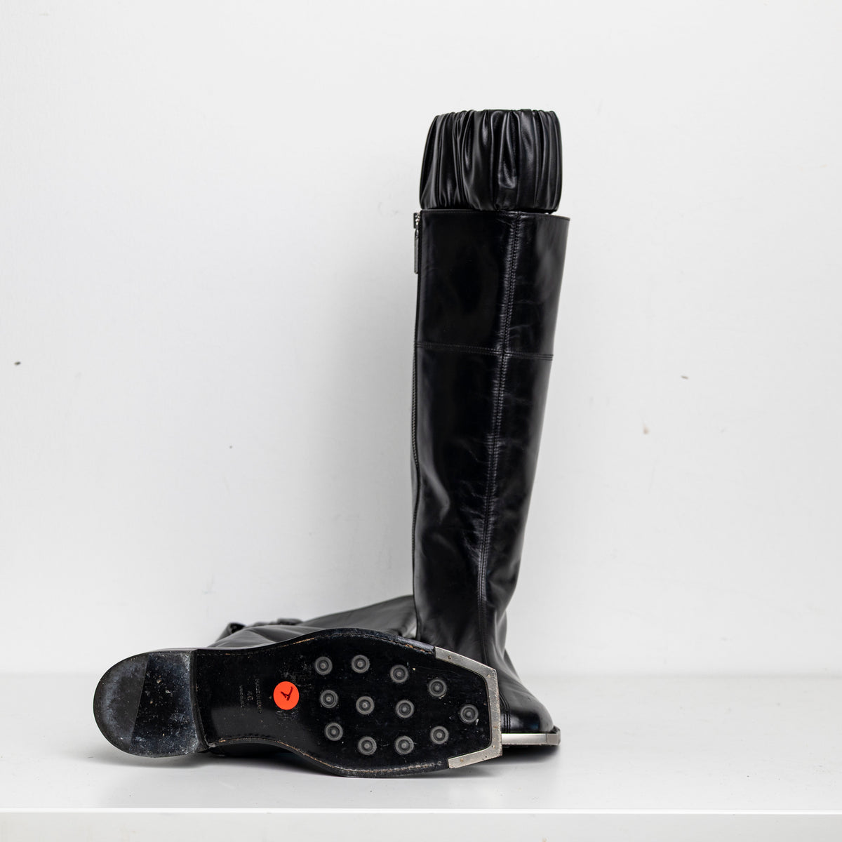 Silver Metal Scrunchie Boots Black EU40 #1