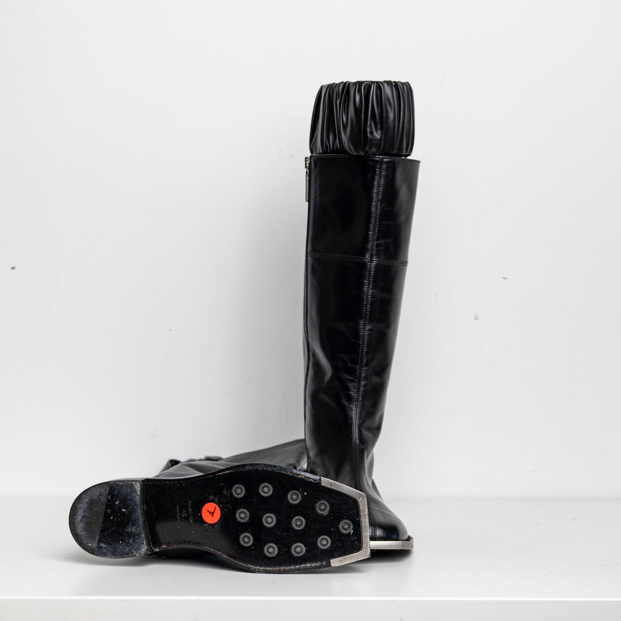 Silver Metal Scrunchie Boots Black EU40 #1