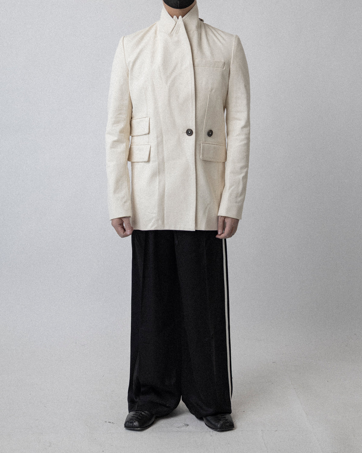 Back Zip Blazer Denim White CS17 No.1