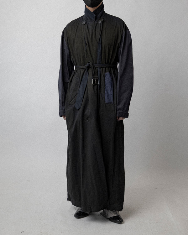 Maxi Garment dyed Maxi Trench Black / Blue - CS15