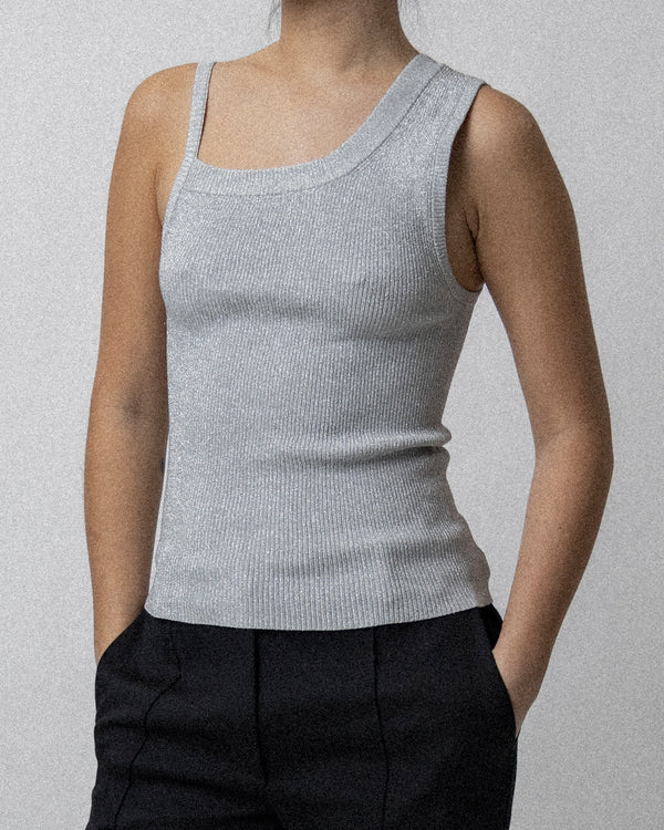 Lurex Knit Tank-top Light Gray - Small