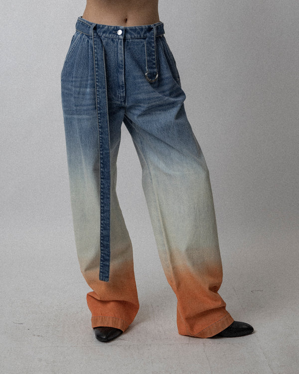 Belted Jean Blue Ombre Orange - Waist 32