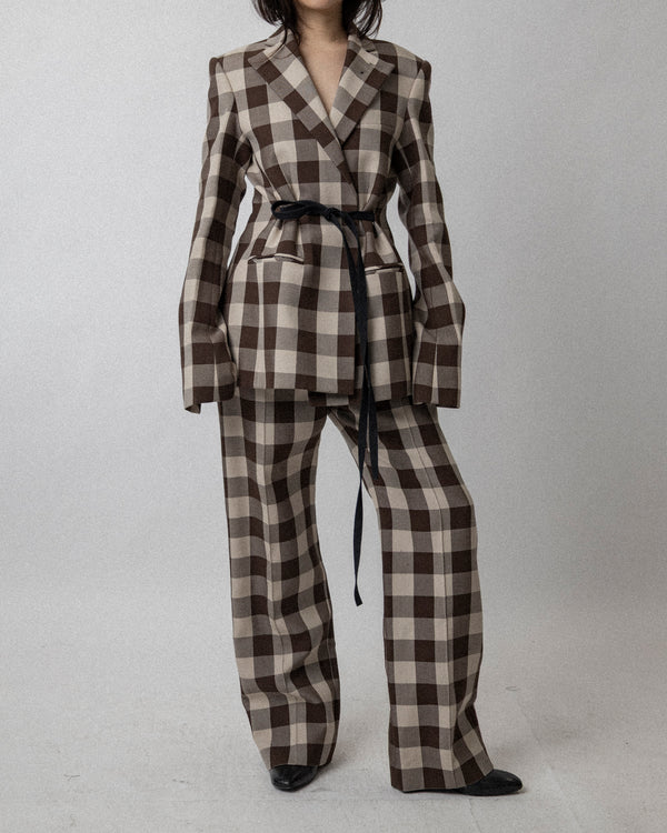 Brown Check Everyday Blazer   - Cross Shoulder 17''